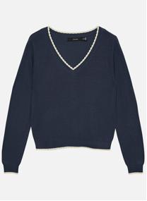 Pulls Pull col v droit - 10341405 femme bleu