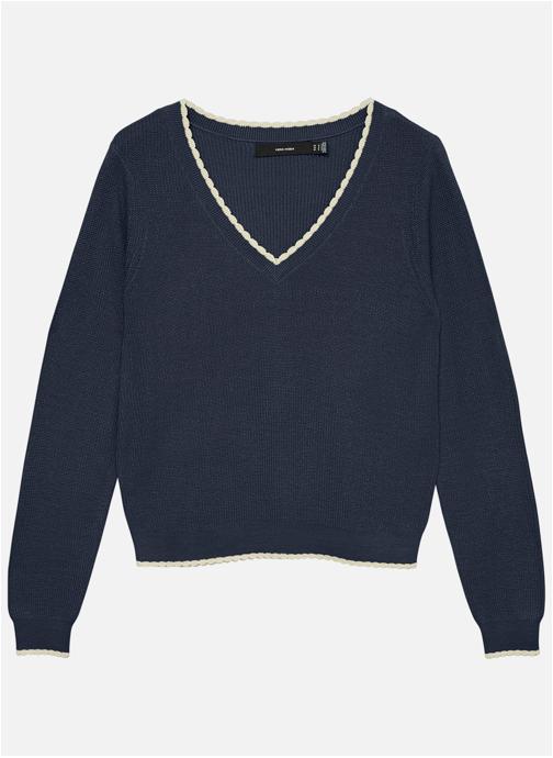 Vero Moda Pulls Pull col v droit - 10341405 femme bleu
