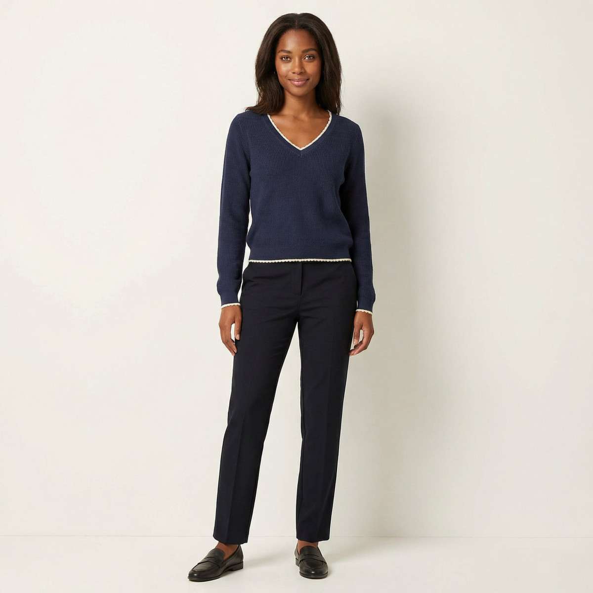 Pulls Pull col v droit - 10341405 femme bleu Vero Moda Pulls Pull col v droit - 10341405 femme bleu Bleu