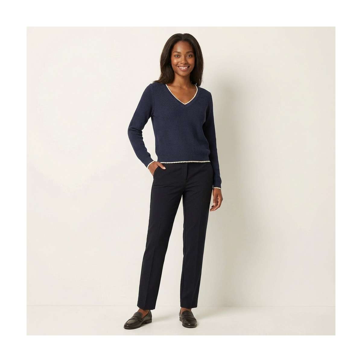 Pulls Pull col v droit - 10341405 femme bleu Vero Moda Pulls Pull col v droit - 10341405 femme bleu Bleu