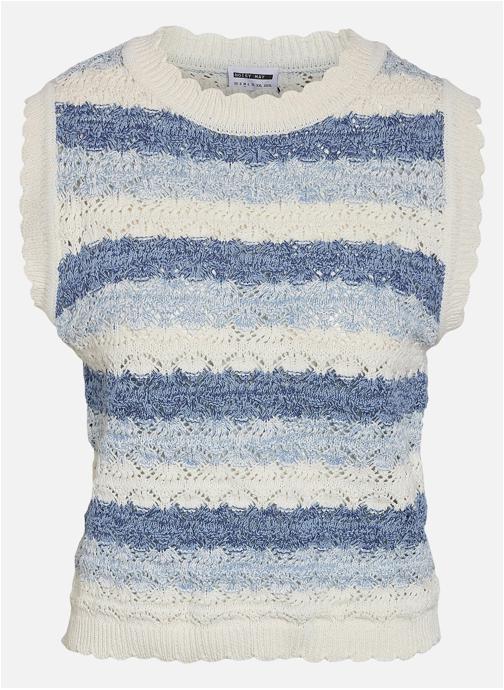 Noisy May Tops Top coton mélangé à rayures droit - 27036930 femme bleu