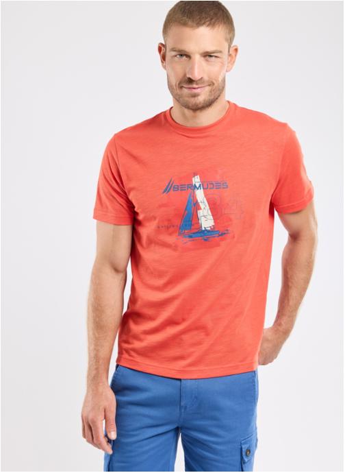 Bermudes Tee-shirts T-shirt Vehoura blanc homme rouge