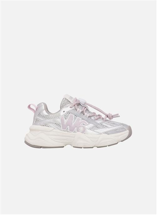 W6YZ Baskets basses Sneakers LUCKY-J. Blanc-Fuchsia fille gris
