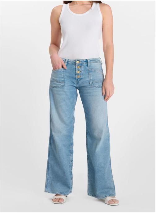 Le temps des cerises Jeans droit Jeans loose Blue femme bleu