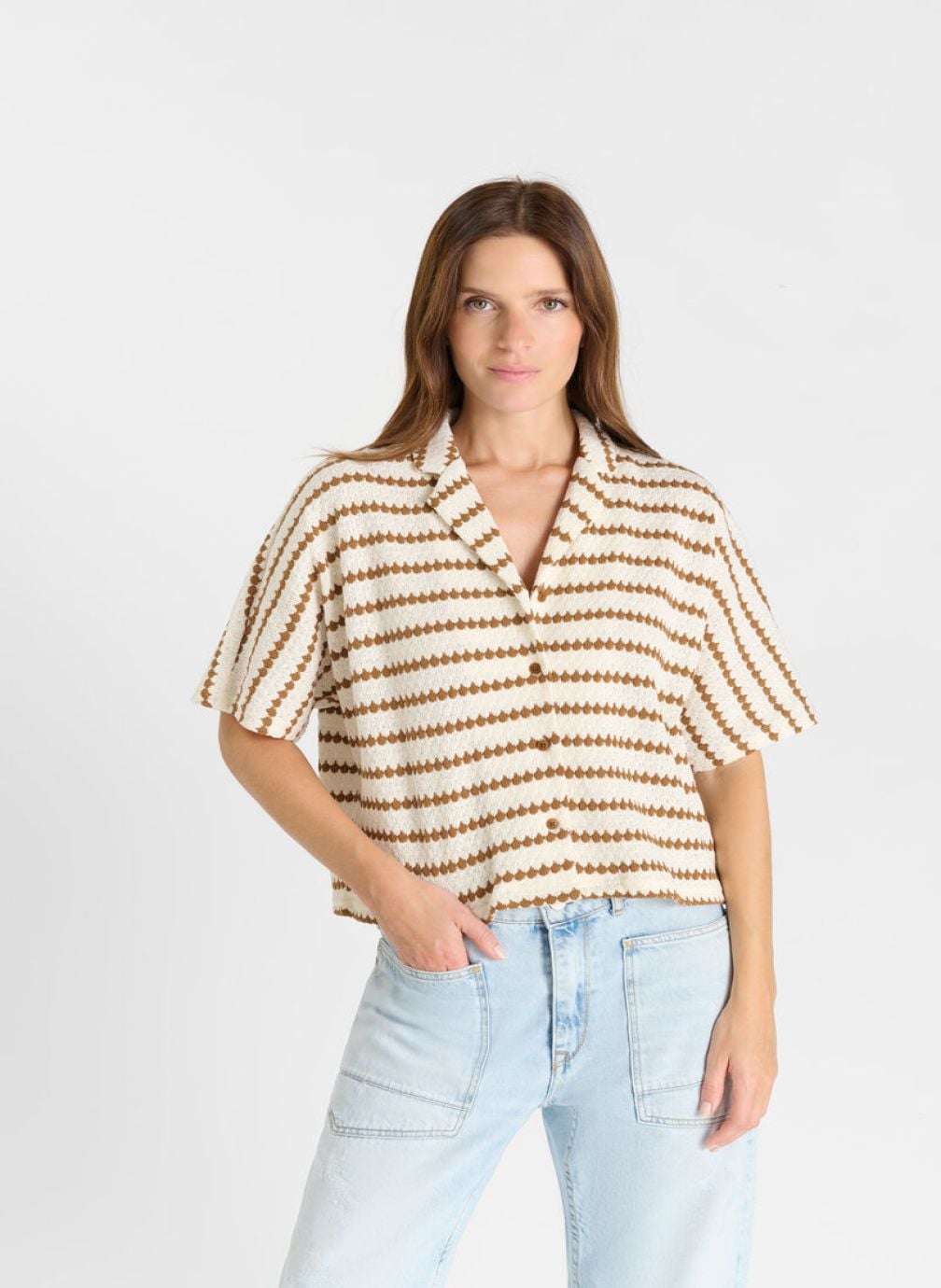 Chemises Chemise CLEO White femme marron Le temps des cerises Chemises Chemise CLEO White femme marron Marron clair