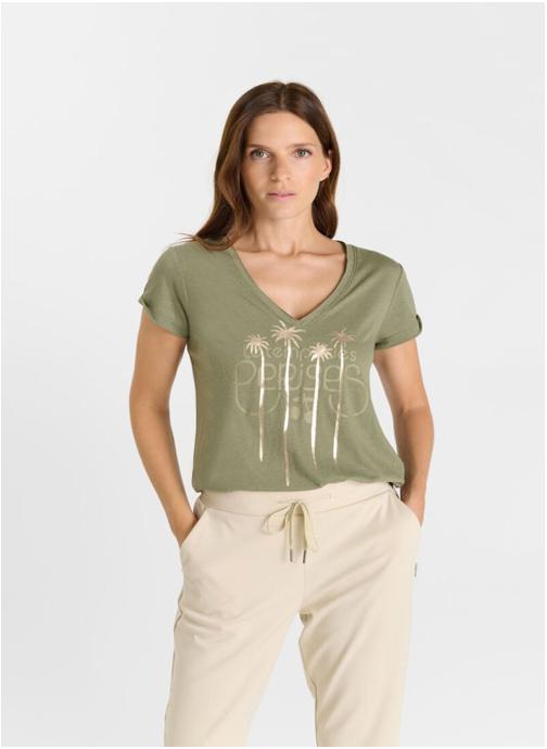 Le temps des cerises Tee-shirts Tee-Shirt VEKO Khaki femme vert