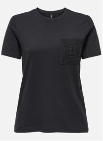 Tee-shirts T-shirt coton biologique col rond droit - 15369258 femme noir ONLY Tee-shirts T-shirt coton biologique col rond droit - 15369258 femme noir Noir