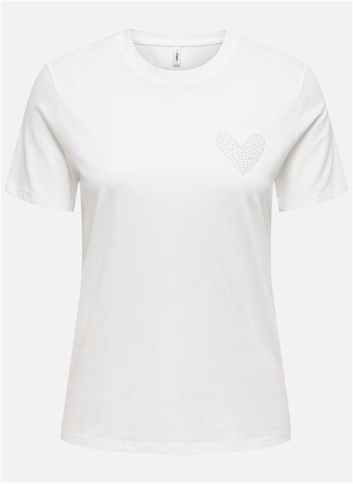 ONLY Tee-shirts T-shirt coton biologique col rond droit - 15343771 femme blanc