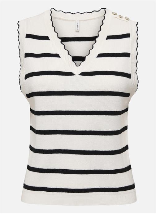 ONLY Tops Top coton à rayures droit - 15367623 femme blanc