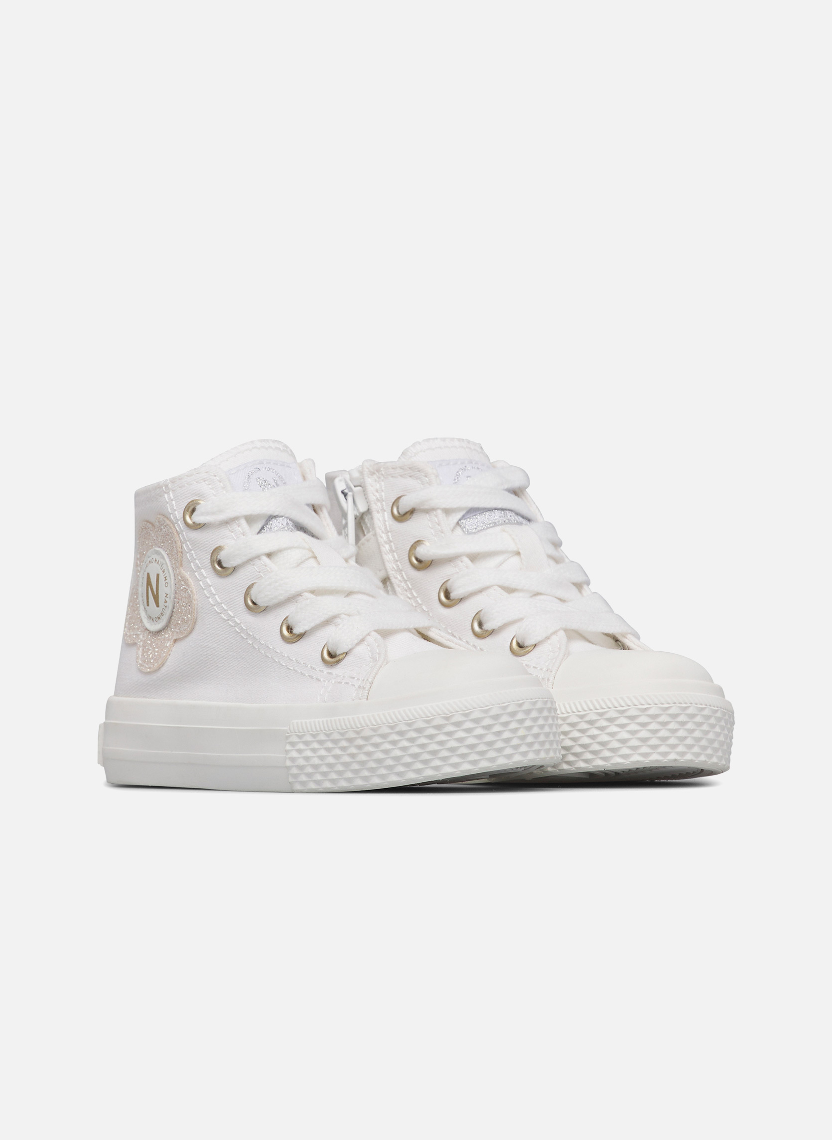 Baskets basses Sneakers YLFAS BIG FLOWER. Blanc-Platine- fille blanc Naturino Baskets basses Sneakers YLFAS BIG FLOWER. Blanc-Platine- fille blanc Blanc