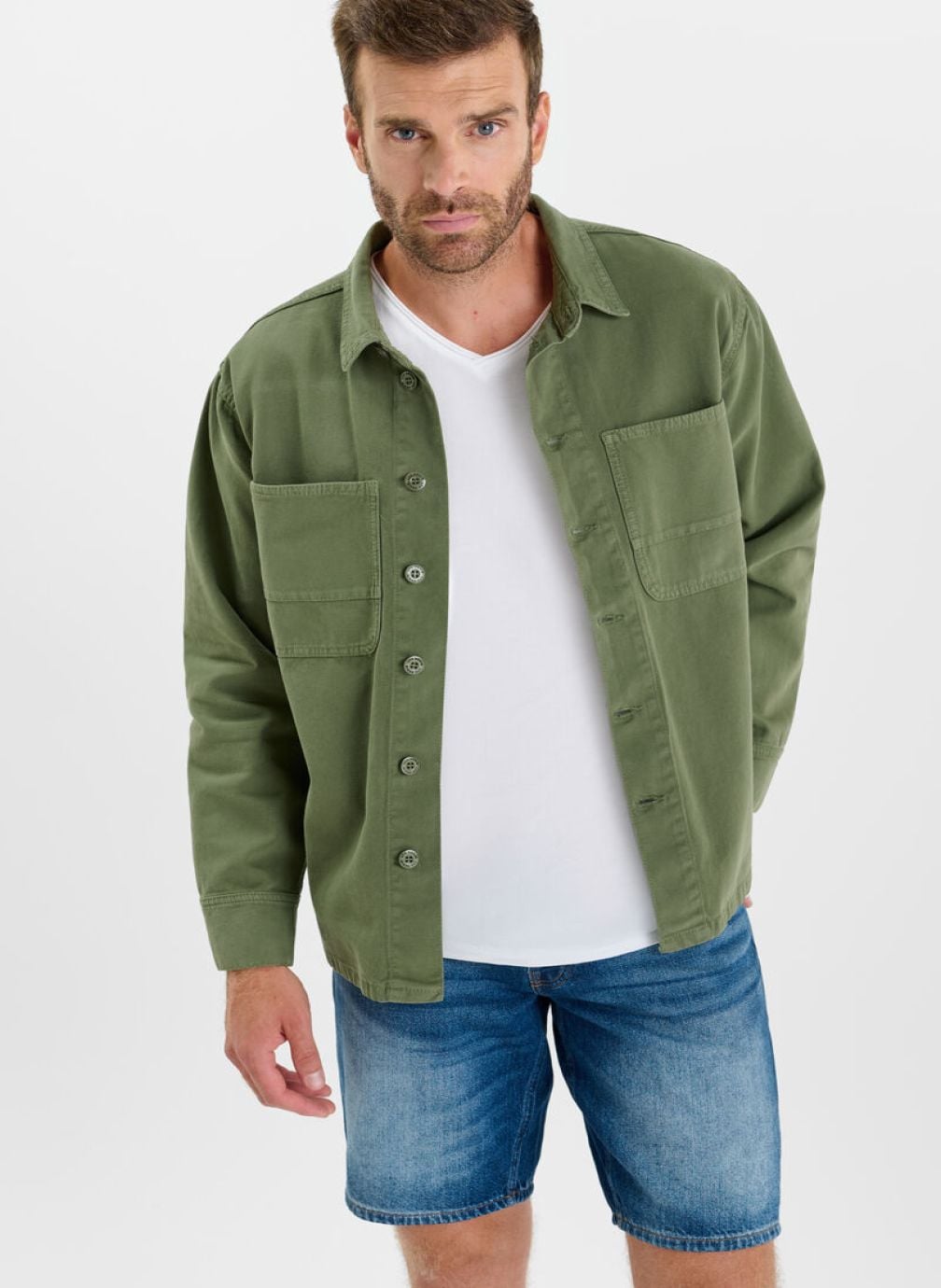 Chemises Surchemise LORD Khaki homme vert Le temps des cerises Chemises Surchemise LORD Khaki homme vert Kaki