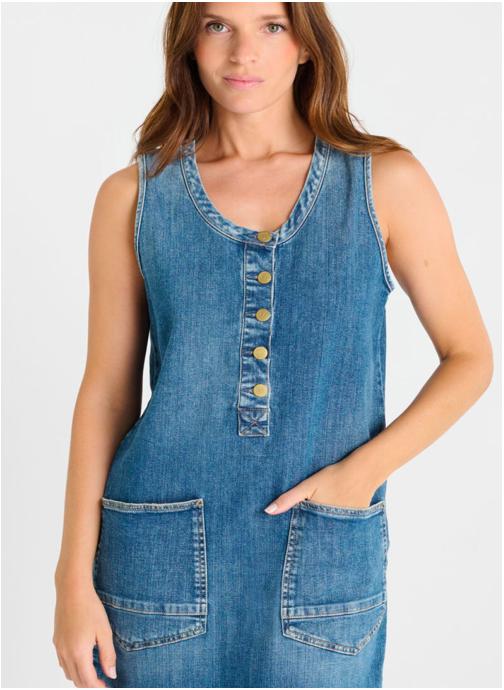 Le temps des cerises Robes Robe droite en jeans MARIBOU Blue femme bleu