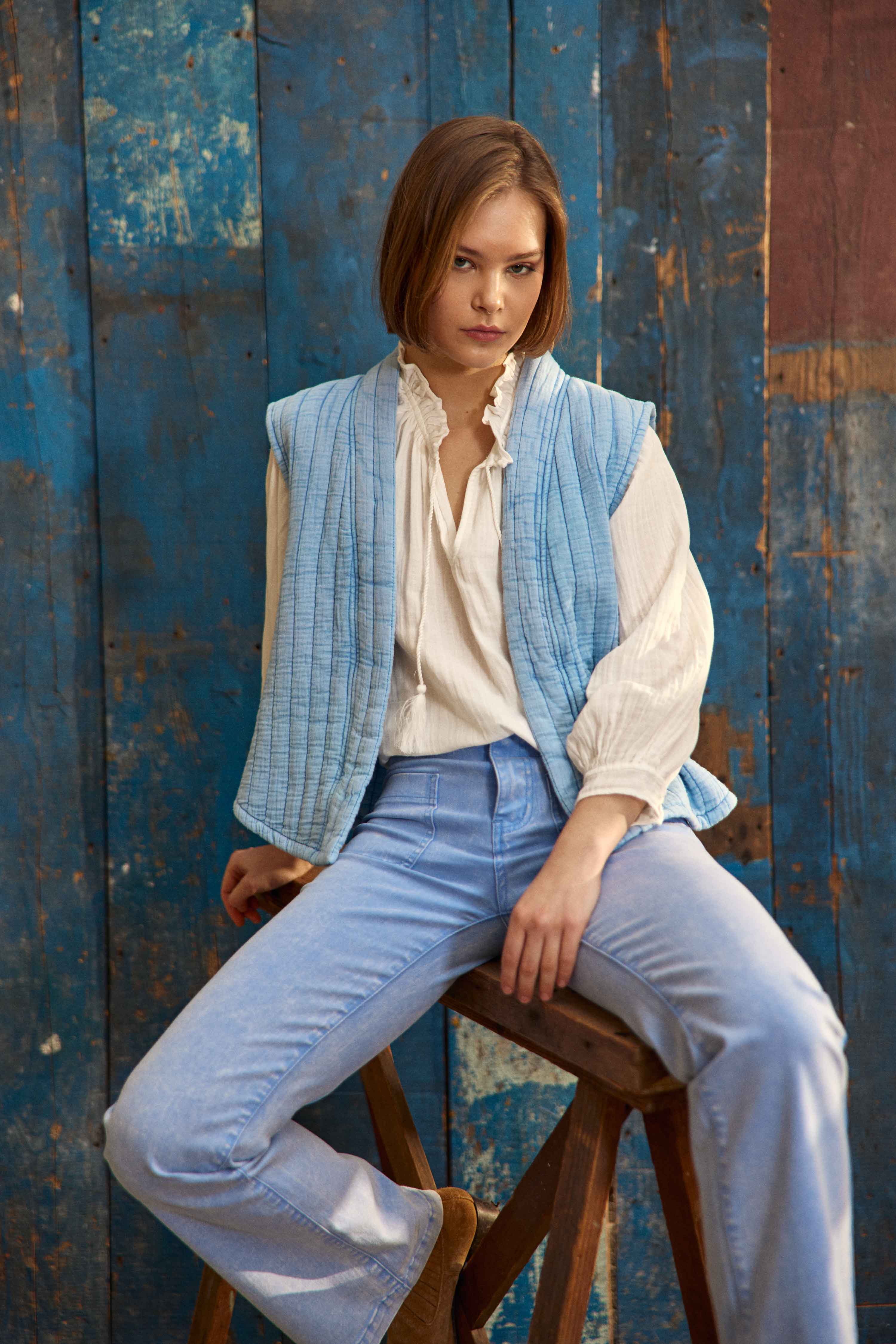 Gilets Gilet - VIVIE - 60-jaune femme bleu La Petite Etoile Gilets Gilet - VIVIE - 60-jaune femme bleu Bleu ciel