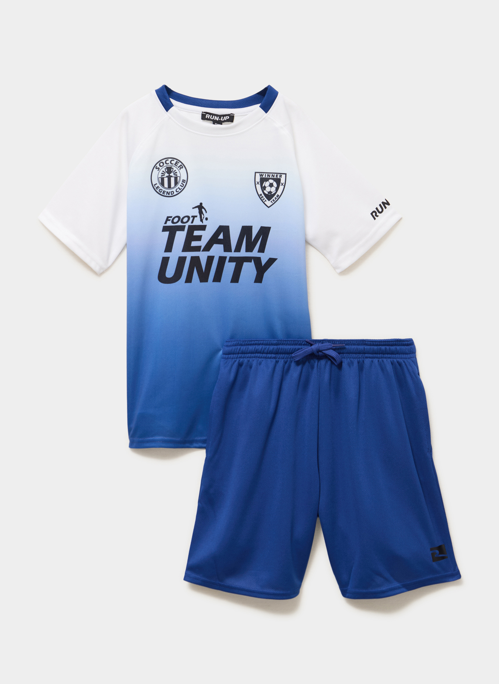 Ensembles Ensemble - RUN2FOOTYSET garçon bleu RUN_UP Ensembles Ensemble - RUN2FOOTYSET garçon bleu Bleu fluo