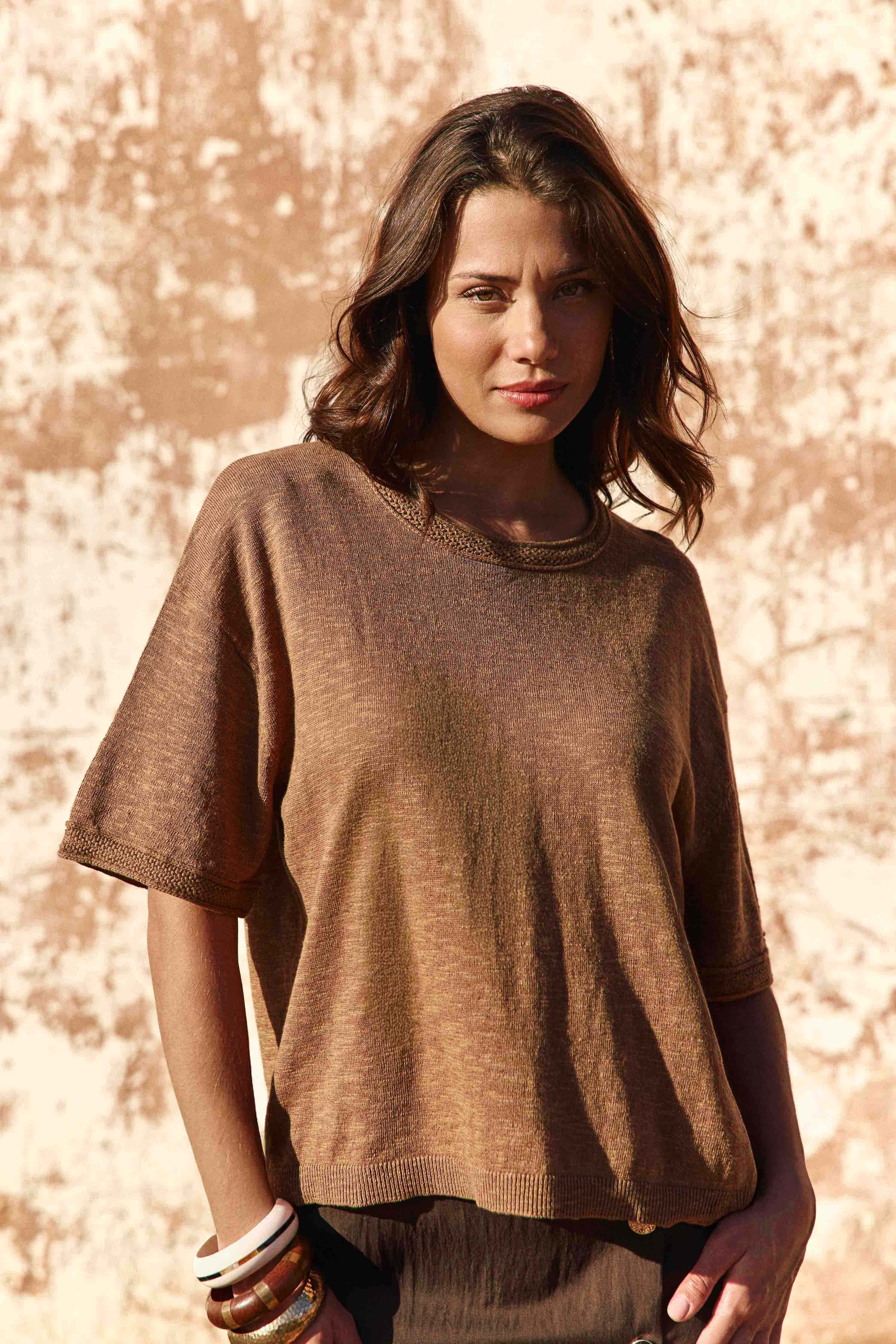 Tee-shirts T-shirt - MIRLEY - 13-beige femme marron La Petite Etoile Tee-shirts T-shirt - MIRLEY - 13-beige femme marron Camel