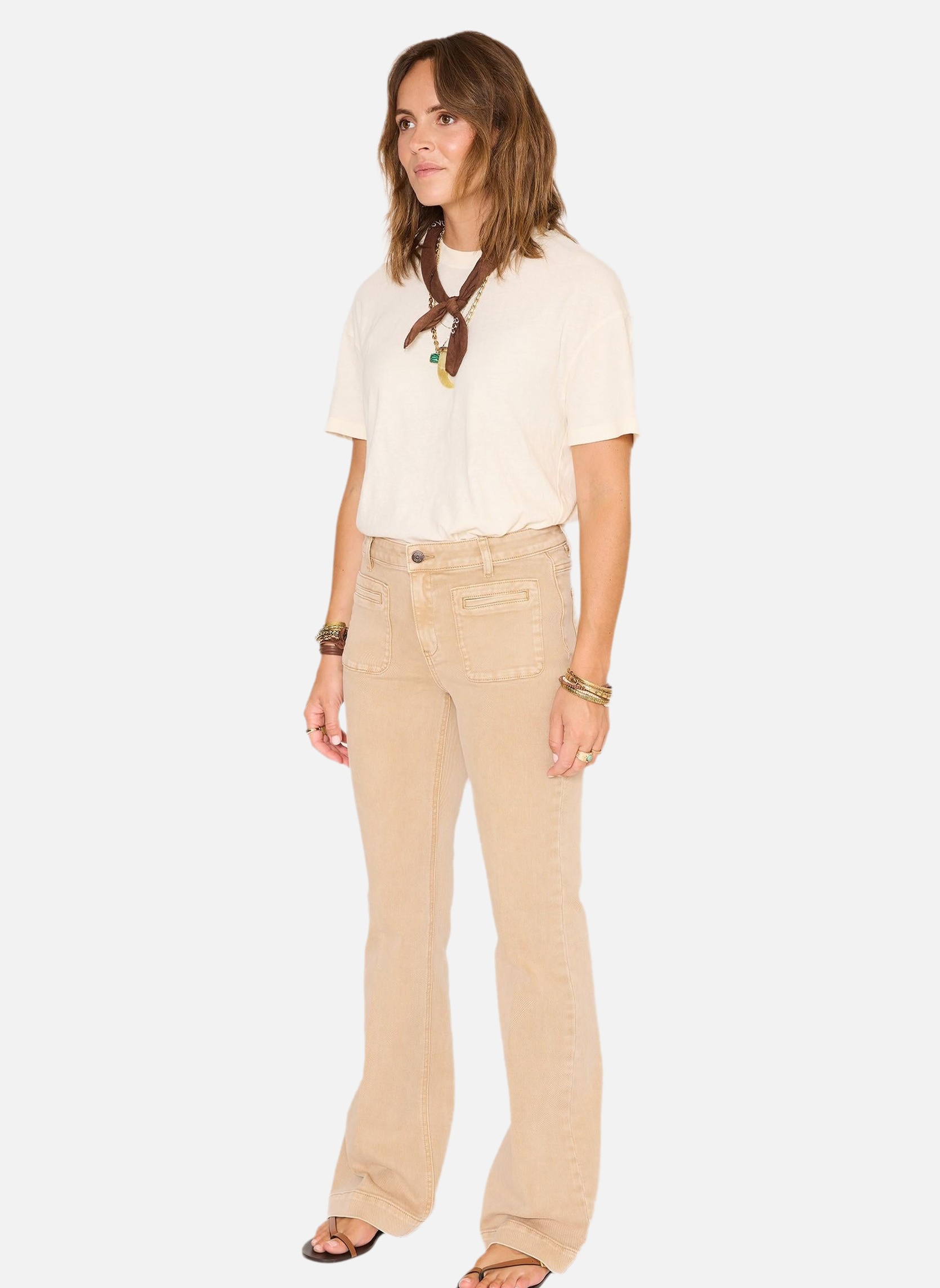 Jeans droit Jean The Diana Pacific Drill Beige femme beige MKT Studio Jeans droit Jean The Diana Pacific Drill Beige femme beige Beige