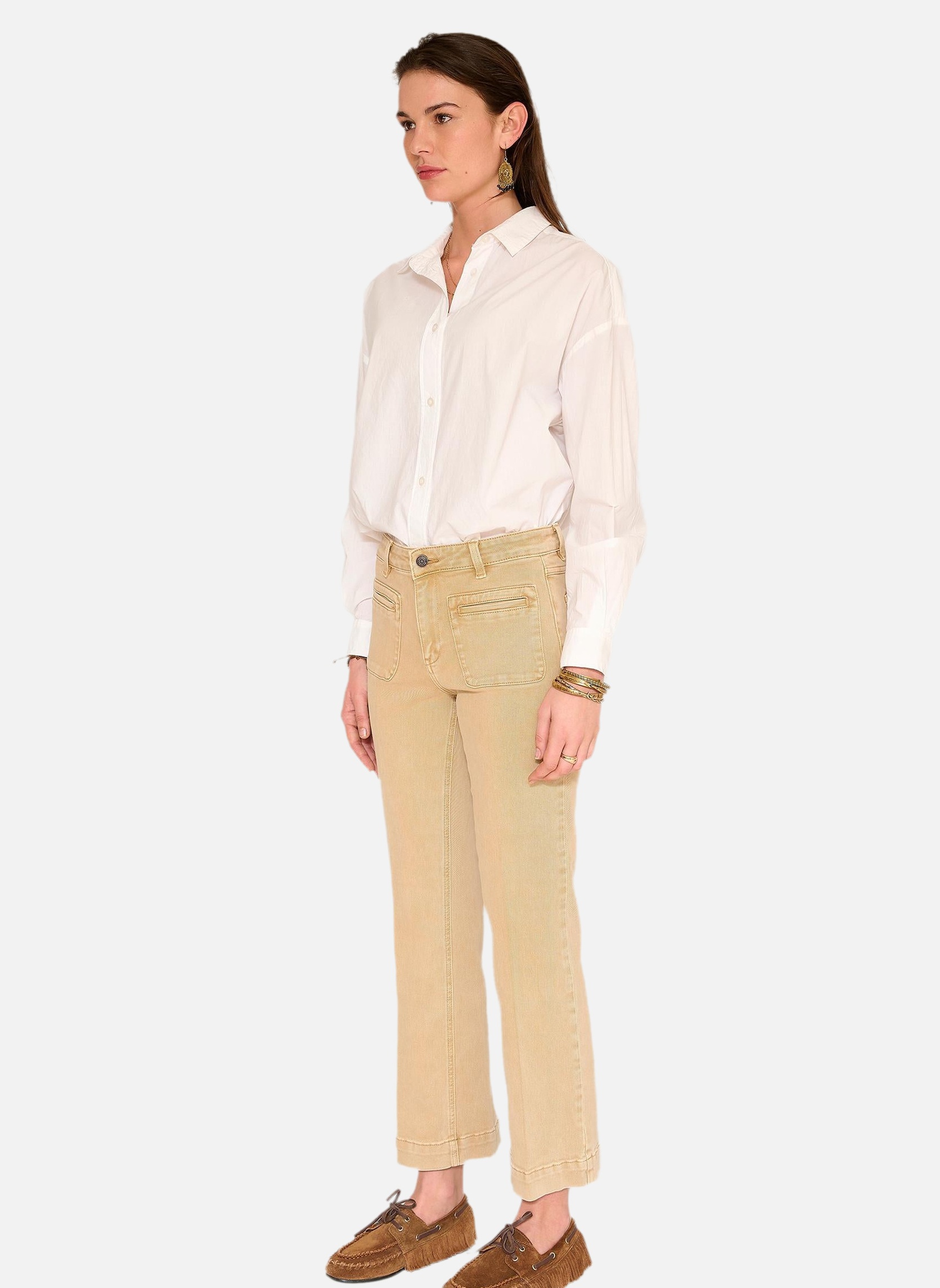 Jeans droit Jean The Bonnie Pacific Drill Beige femme beige MKT Studio Jeans droit Jean The Bonnie Pacific Drill Beige femme beige Beige