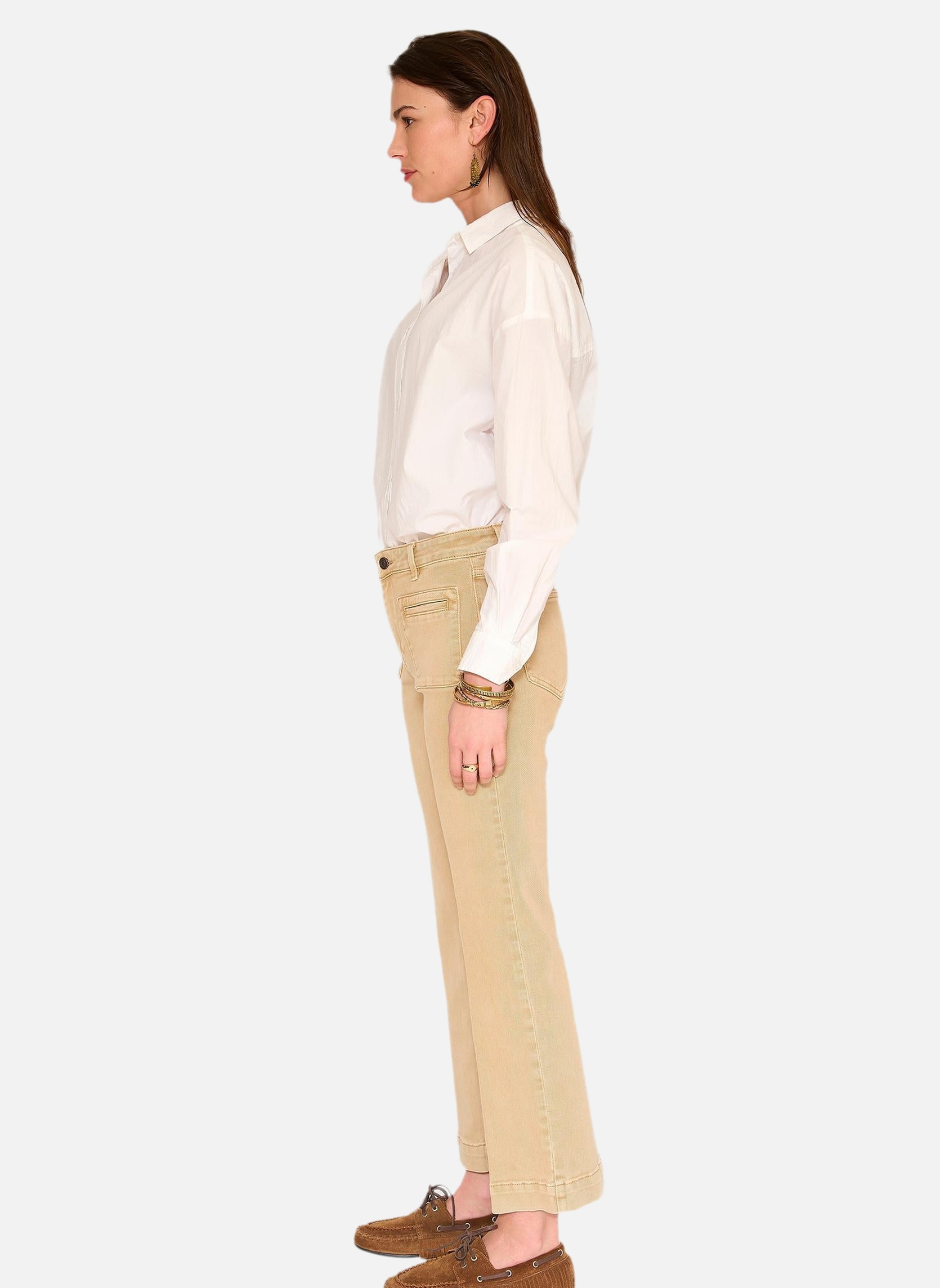 Jeans droit Jean The Bonnie Pacific Drill Beige femme beige MKT Studio Jeans droit Jean The Bonnie Pacific Drill Beige femme beige Beige