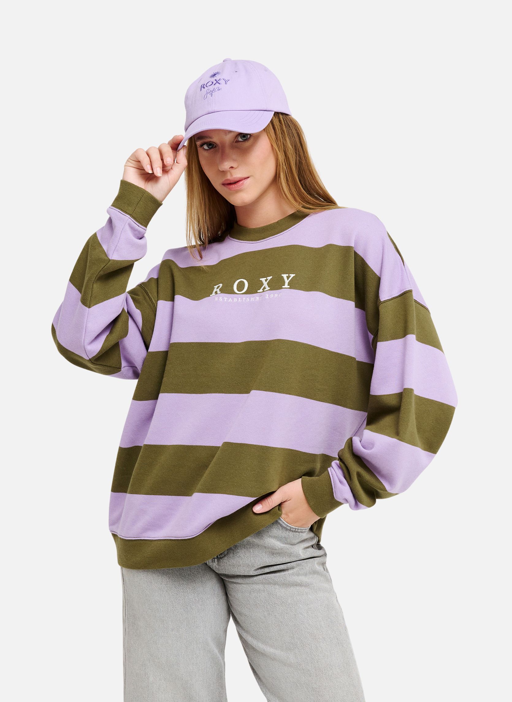 Sweats à capuche Strictly Stripes femme vert Roxy Sweats à capuche Strictly Stripes femme vert Vert