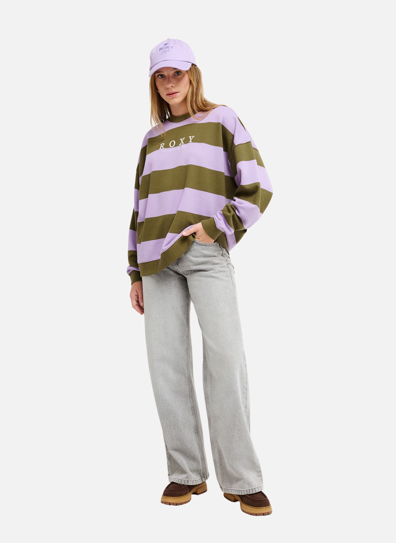 Sweats à capuche Strictly Stripes femme vert Roxy Sweats à capuche Strictly Stripes femme vert Vert