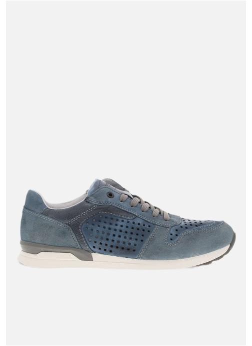 Rieker Baskets basses Sneakers en cuir à talon plat et à lacets plats avec trous d'aération - 25280CHPE25 Bleu homme bleu