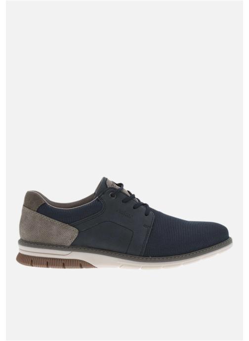Rieker Baskets basses Sneakers en cuir à talon plat avec lacets élastiqués et logo embossé - 25257CHPE25 Bleu homme bleu