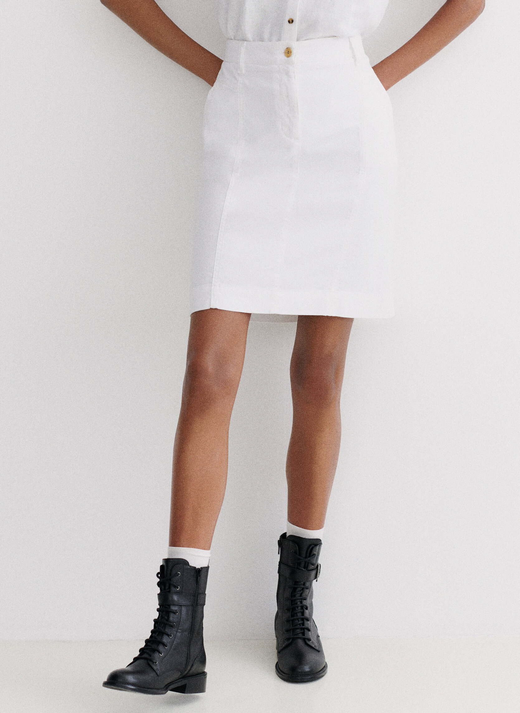Jupes mi-longues KK002-LAZUNAB femme blanc Caroll Jupes mi-longues KK002-LAZUNAB femme blanc Blanc