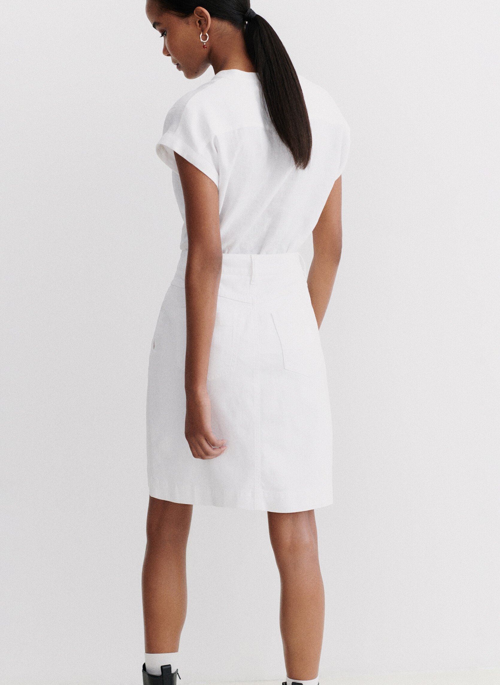 Jupes mi-longues KK002-LAZUNAB femme blanc Caroll Jupes mi-longues KK002-LAZUNAB femme blanc Blanc