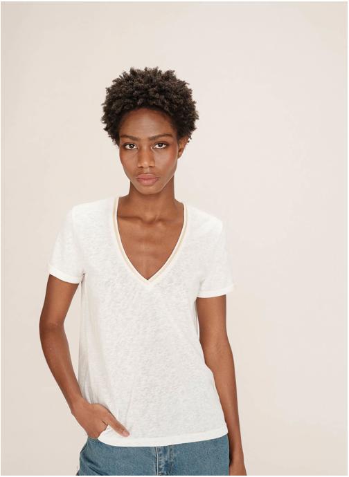 Grace & Mila Tee-shirts Top encolure en lurex ivoire Tim femme beige