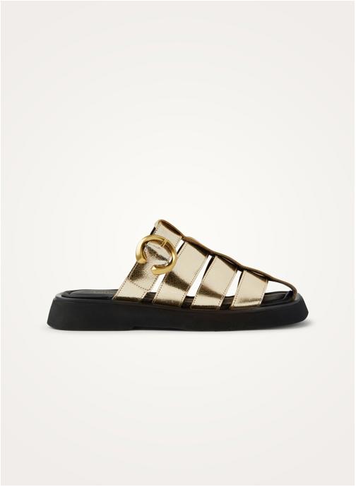 Vanessa Wu Mules SHAN Grid femme or et bronze