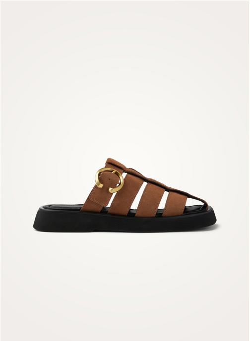 Vanessa Wu Mules SHAN Grid femme marron