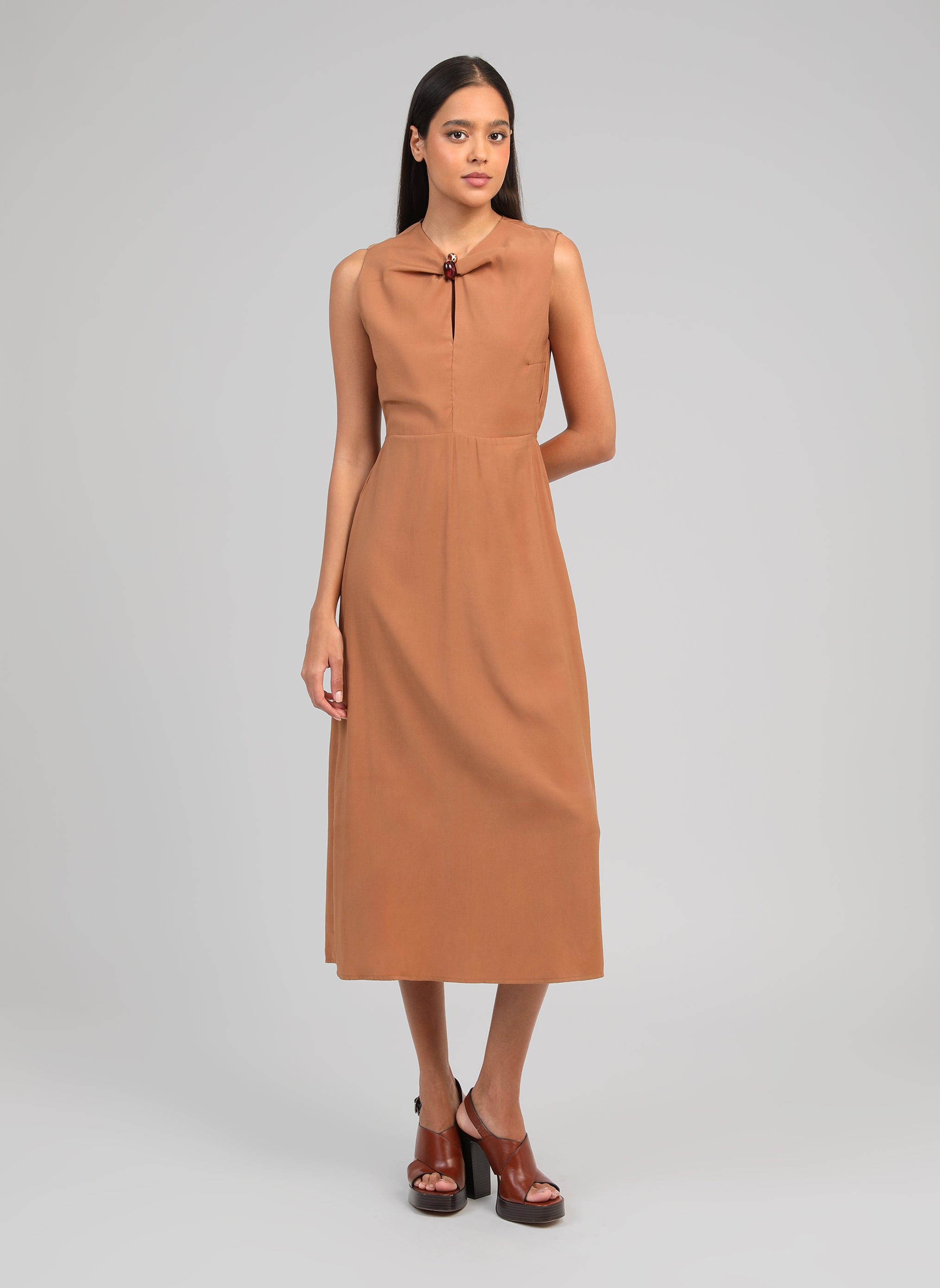 Robes ROBE MIDI MAEZRA daim femme beige An'ge Robes ROBE MIDI MAEZRA daim femme beige Sable