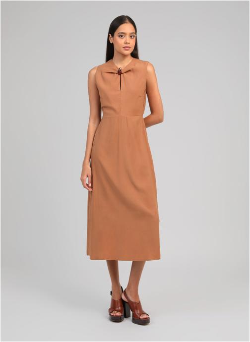 An'ge Robes ROBE MIDI MAEZRA daim femme beige