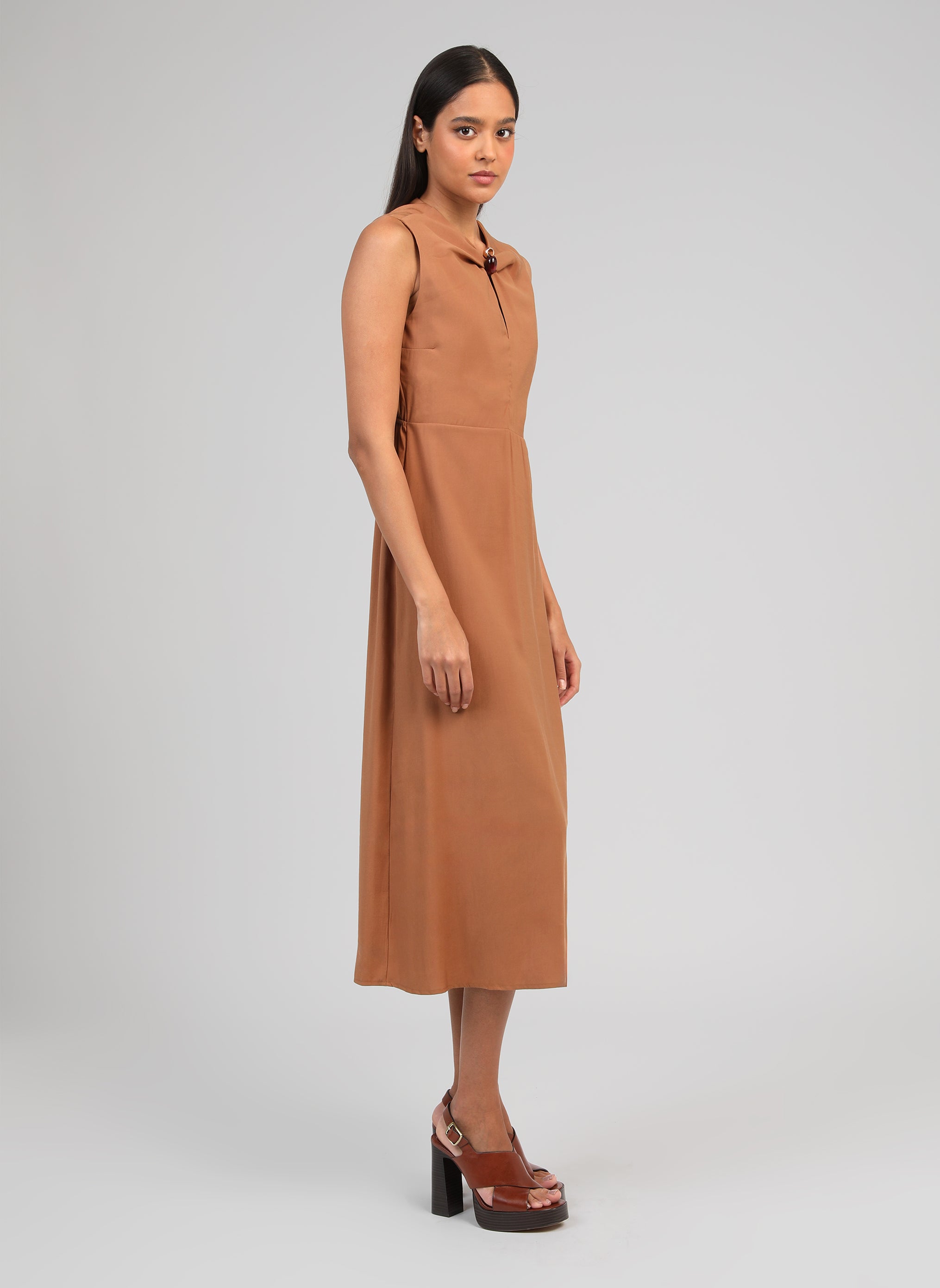 Robes ROBE MIDI MAEZRA daim femme beige An'ge Robes ROBE MIDI MAEZRA daim femme beige Sable