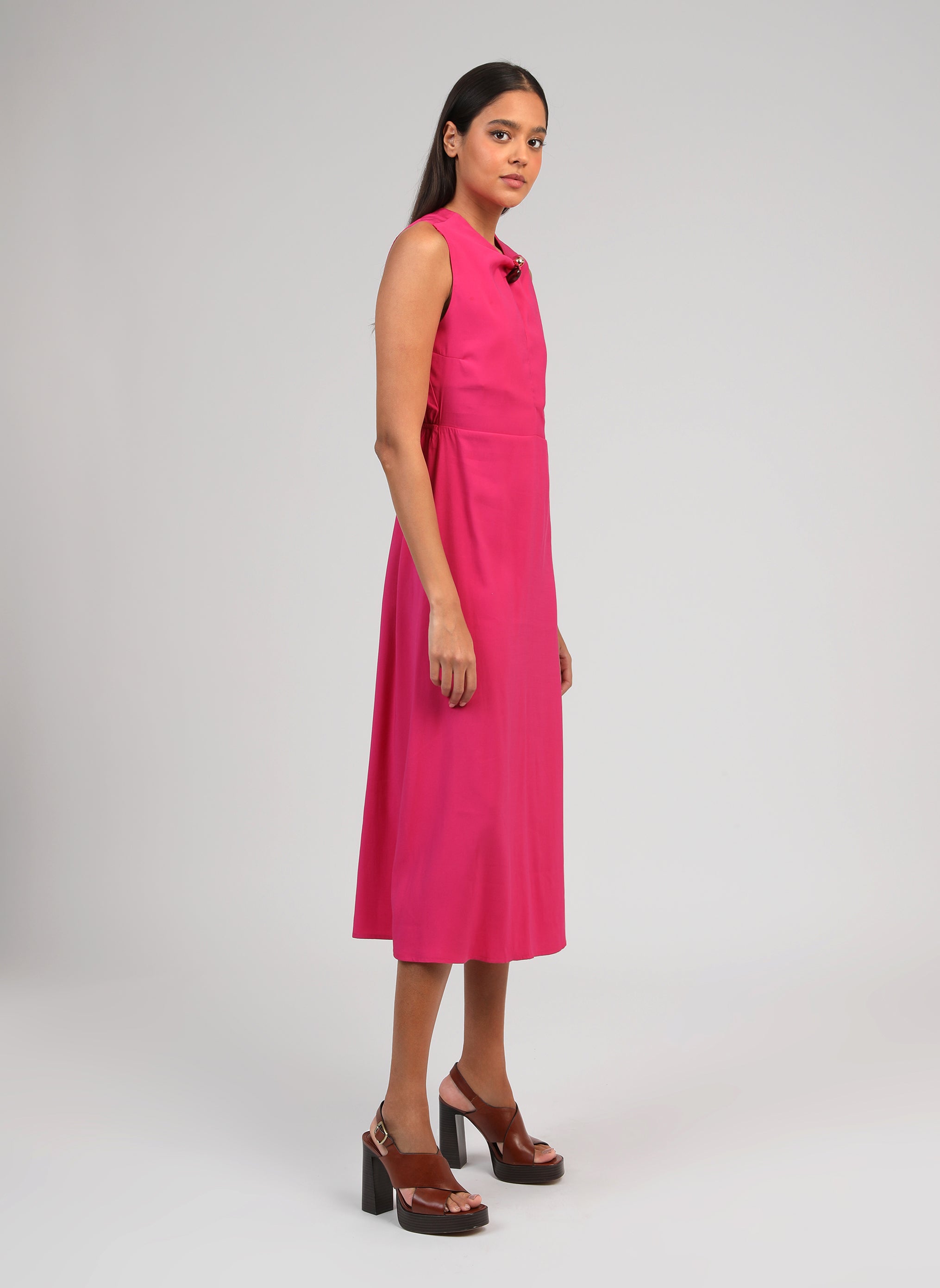 Robes ROBE MIDI MAEZRA fuchsia femme rose An'ge Robes ROBE MIDI MAEZRA fuchsia femme rose Fuchsia