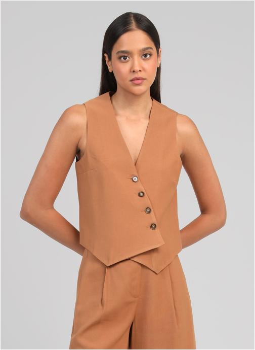 An'ge Tops GILET ZAKINA daim femme beige