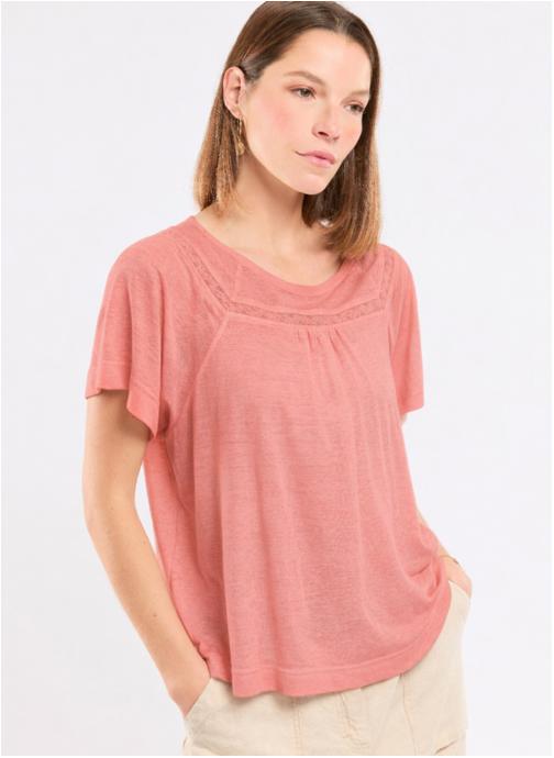 Terre & Mer Tee-shirts T-shirt T8149 milk femme rose
