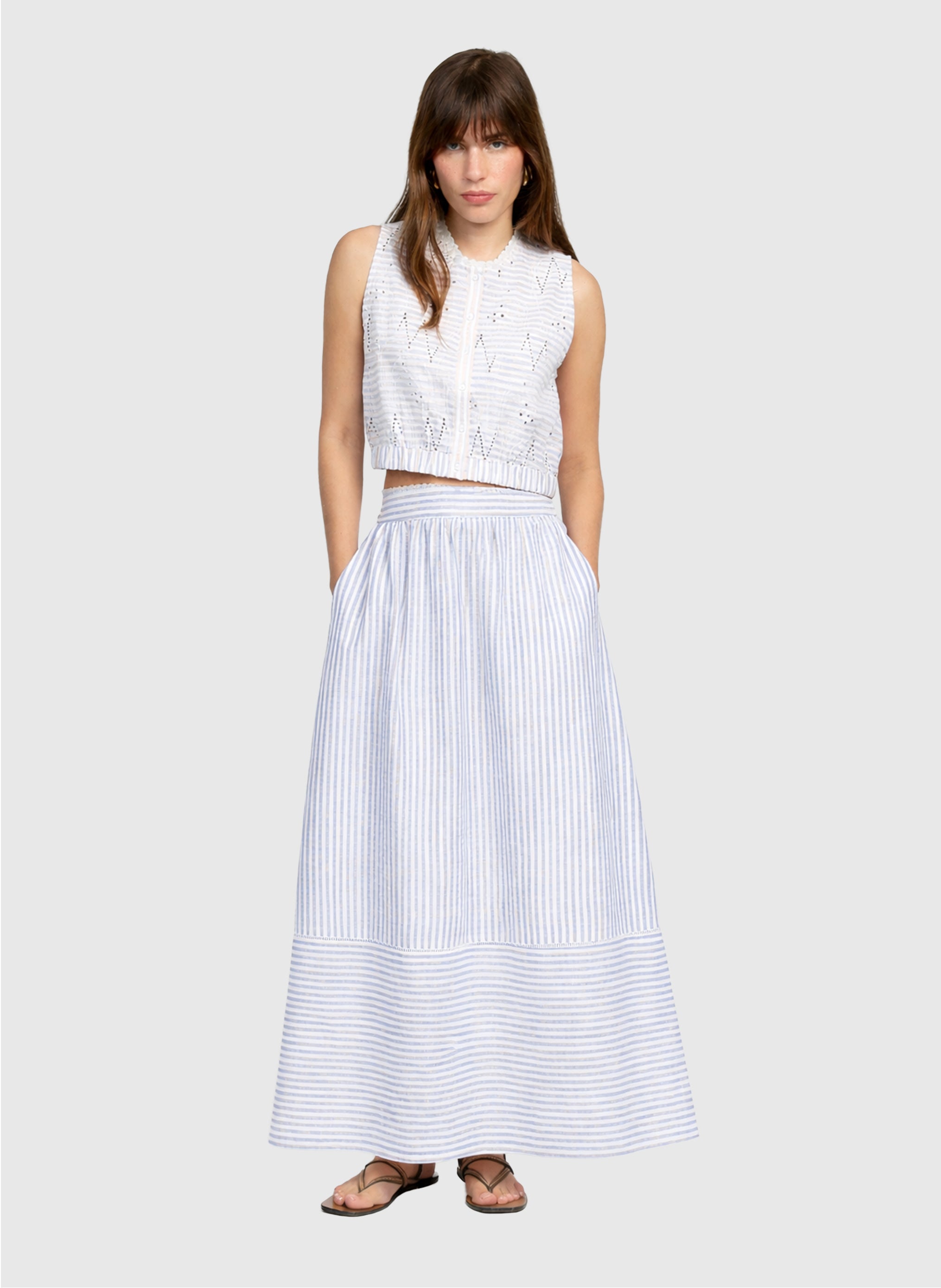 Jupes mi-longues JUPE MIDI RALYTA bleu femme bleu An'ge Jupes mi-longues JUPE MIDI RALYTA bleu femme bleu Bleu