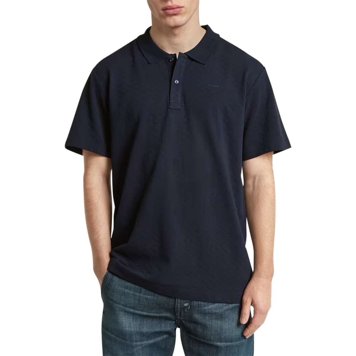 Polos Polo coton biologique droit - D28565-D965 homme bleu G-Star RAW Polos Polo coton biologique droit - D28565-D965 homme bleu Bleu