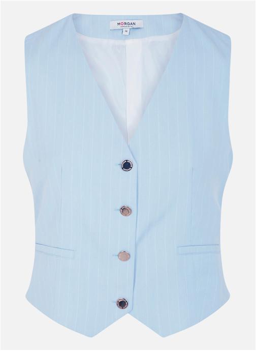 Morgan Gilets Gilet à rayures droit - 261-Calci.F femme bleu