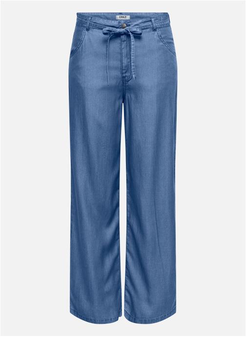 ONLY Pantalons droit Pantalon coton taille intermédiaire droit GIANNA - 15363965 femme bleu