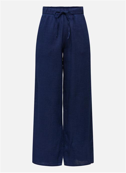 ONLY Pantalons droit Pantalon coton taille haute droit - 15367285 femme bleu