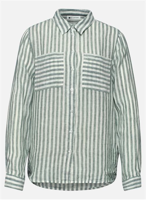 Street One Chemises Chemisier lin à rayures droit - 346289 femme vert