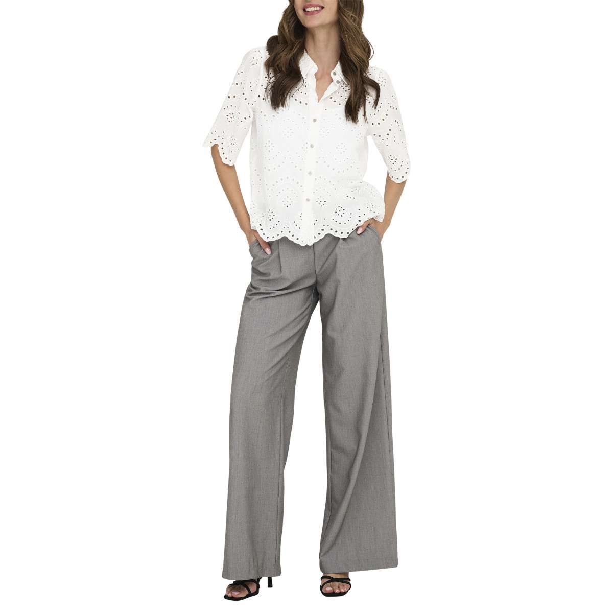 Chemises Chemisier coton droit - 15351106 femme blanc ONLY Chemises Chemisier coton droit - 15351106 femme blanc Blanc