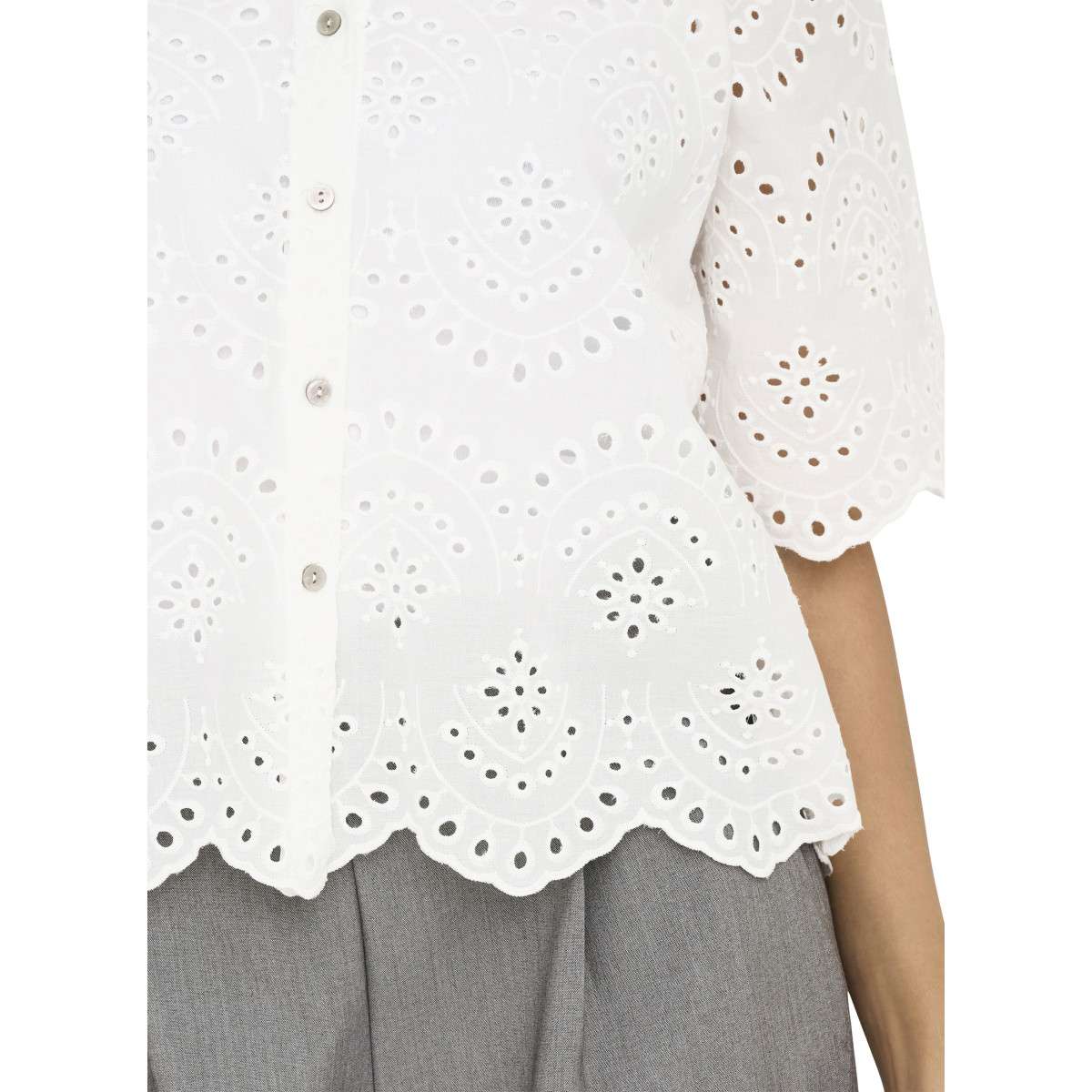 Chemises Chemisier coton droit - 15351106 femme blanc ONLY Chemises Chemisier coton droit - 15351106 femme blanc Blanc