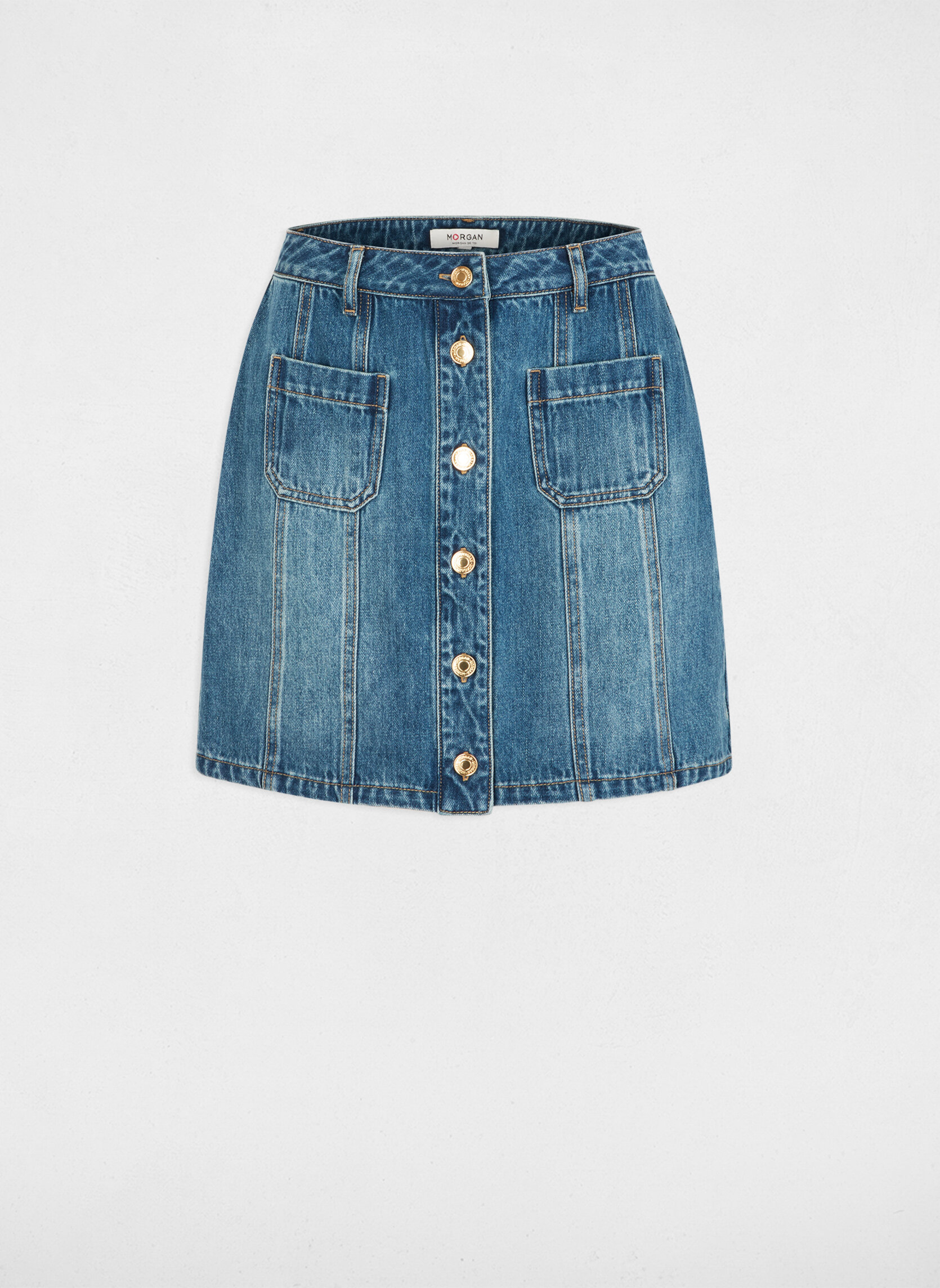 Jupes mi-longues 261-JITAMI femme bleu Morgan Jupes mi-longues 261-JITAMI femme bleu Jean stone