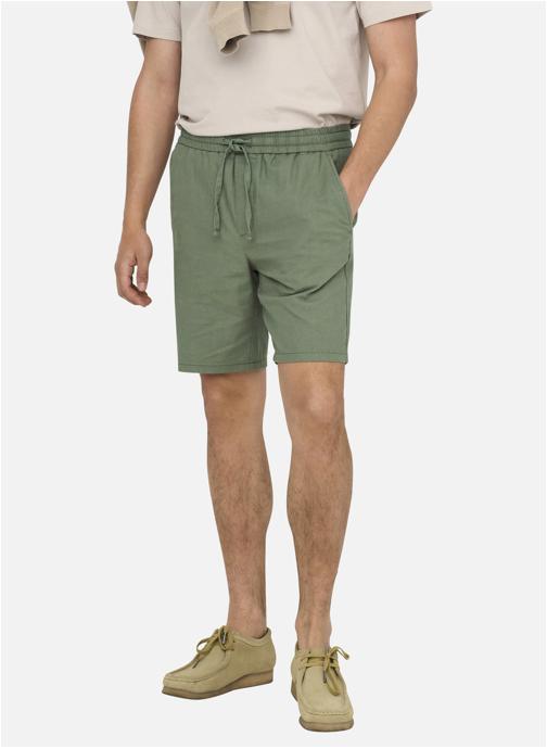 Only & Sons Shorts Short coton et lin mélangé droit ONSLINUS 0007 COT LIN SHORTS NOOS - 22024967 homme vert