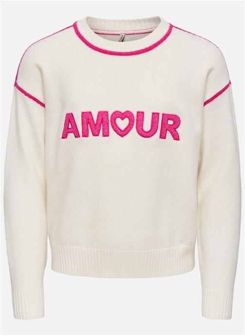 ONLY Pulls Pull col rond droit - 15364621 fille blanc