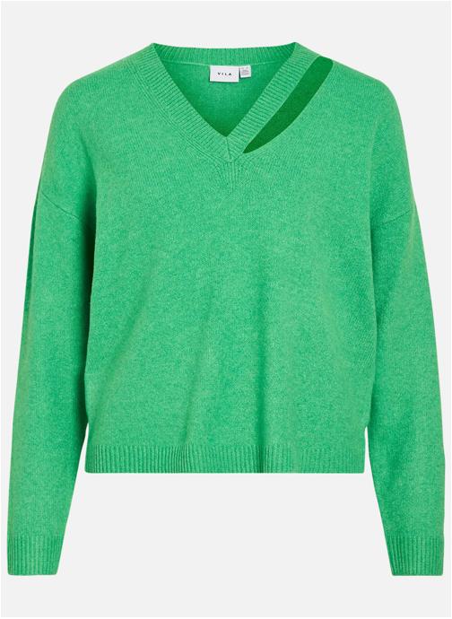 Vila Pulls Pull col v droit - 14112378 femme vert