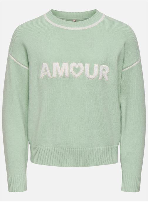 ONLY Pulls Pull col rond droit - 15364621 fille vert